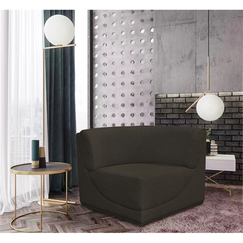 Meridian Furniture Ollie Brown Boucle Fabric Corner