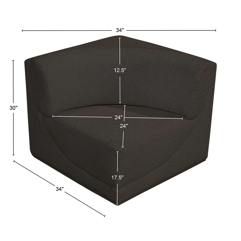 Meridian Furniture Ollie Brown Boucle Fabric Corner