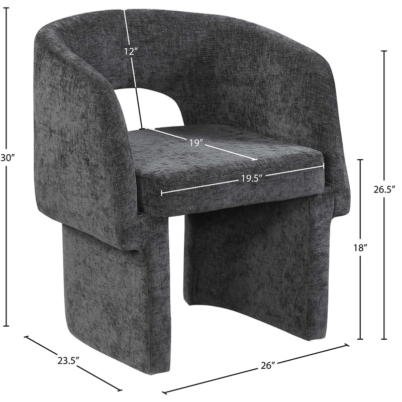 Meridian Furniture Emmet Black Chenille Fabric Dining Chair / Accent Chair