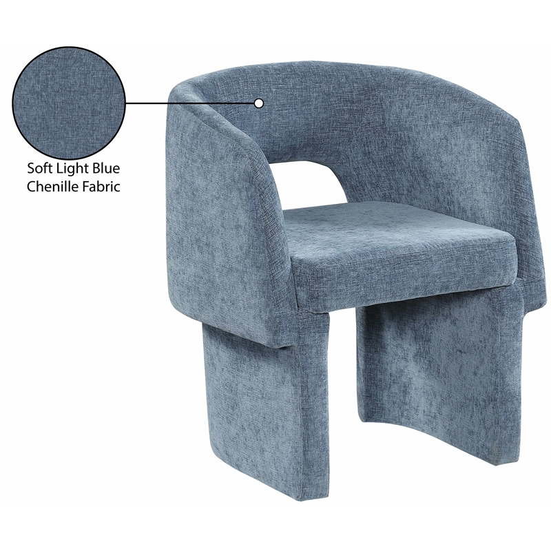 Meridian Furniture Emmet Light Blue Chenille Fabric Dining Chair / Accent Chair