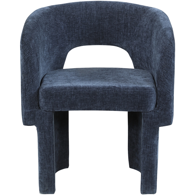 Meridian Furniture Emmet Navy Chenille Fabric Dining Chair / Accent Chair