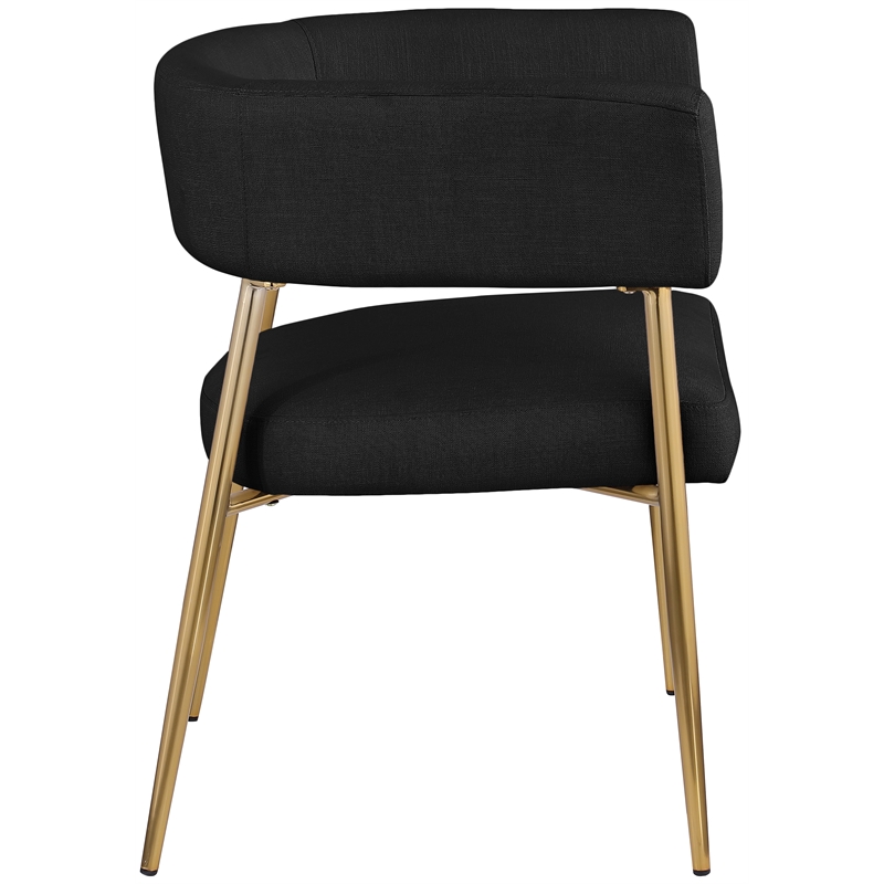 Meridian Furniture Creston Black Durable Linen Textured Fabric Dining Chair