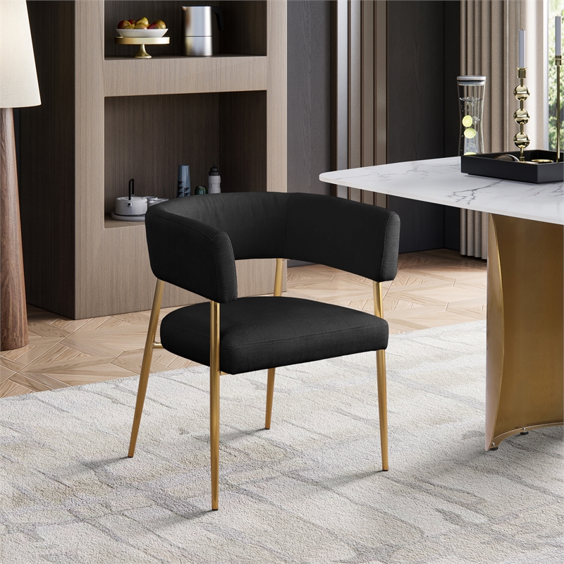 Meridian Furniture Creston Black Durable Linen Textured Fabric Dining Chair