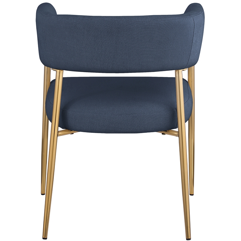 Meridian Furniture Creston Deep Navy Durable Linen Textured Fabric Dining Chair