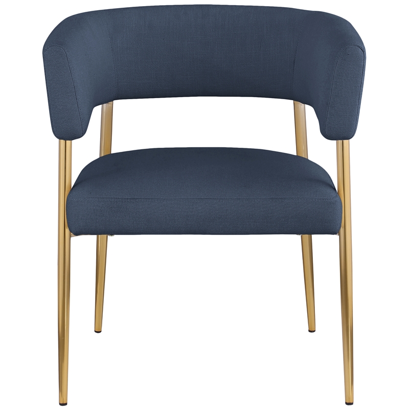 Meridian Furniture Creston Deep Navy Durable Linen Textured Fabric Dining Chair