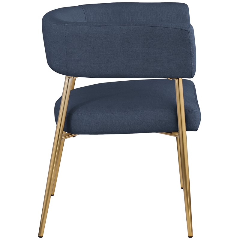 Meridian Furniture Creston Deep Navy Durable Linen Textured Fabric Dining Chair