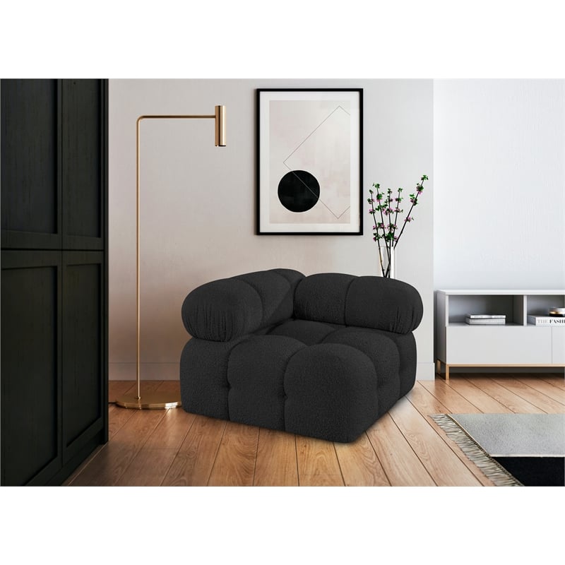 Meridian Furniture Ames Black Boucle Fabric Corner