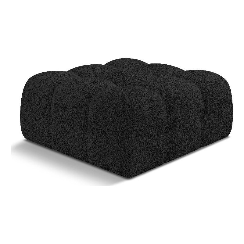 Meridian Furniture Ames Black Boucle Fabric Ottoman