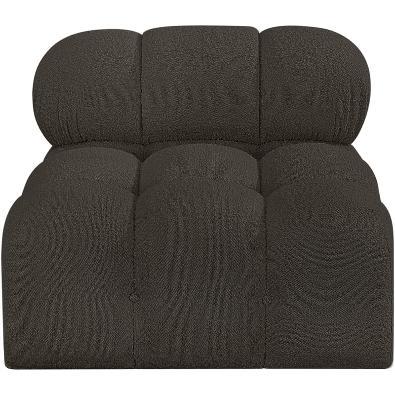 Meridian Furniture Ames Brown Boucle Fabric Armless