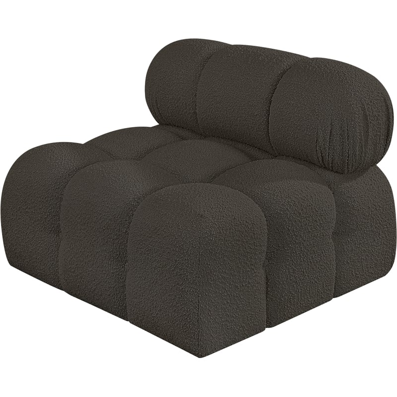 Meridian Furniture Ames Brown Boucle Fabric Armless