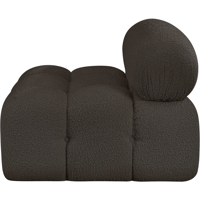 Meridian Furniture Ames Brown Boucle Fabric Armless