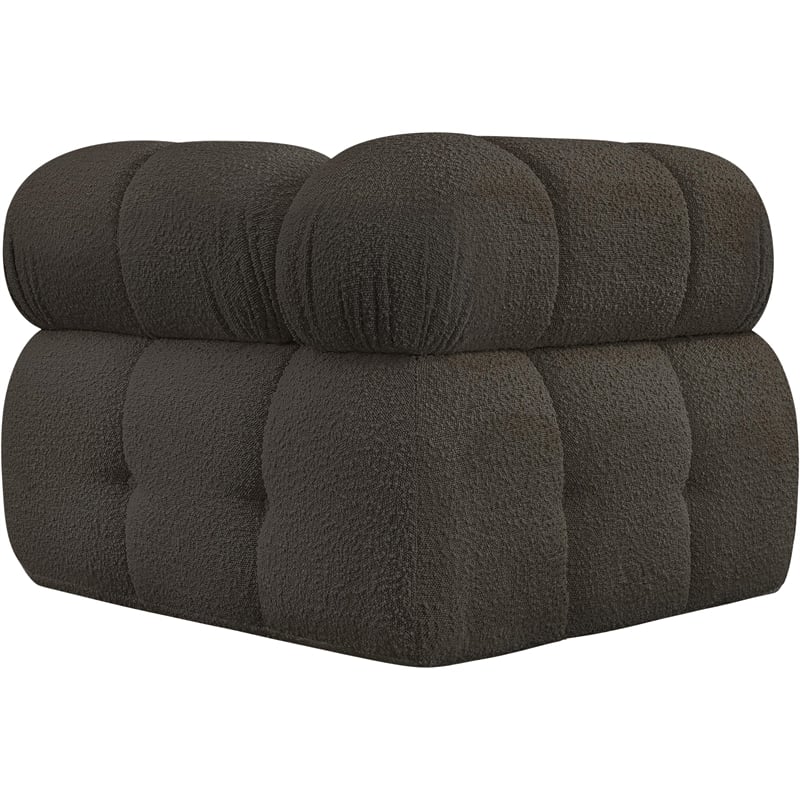 Meridian Furniture Ames Brown Boucle Fabric Corner