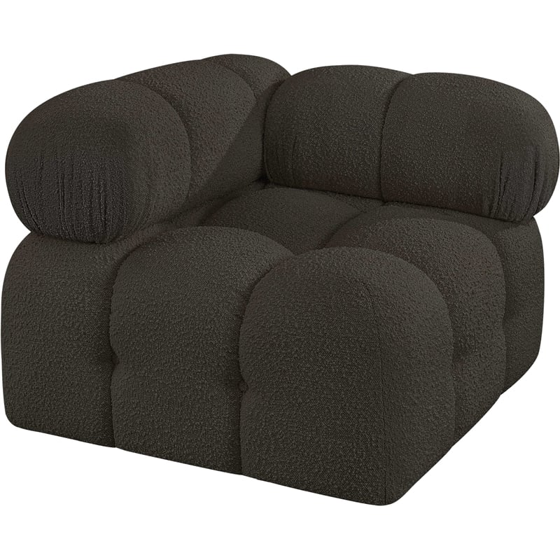Meridian Furniture Ames Brown Boucle Fabric Corner