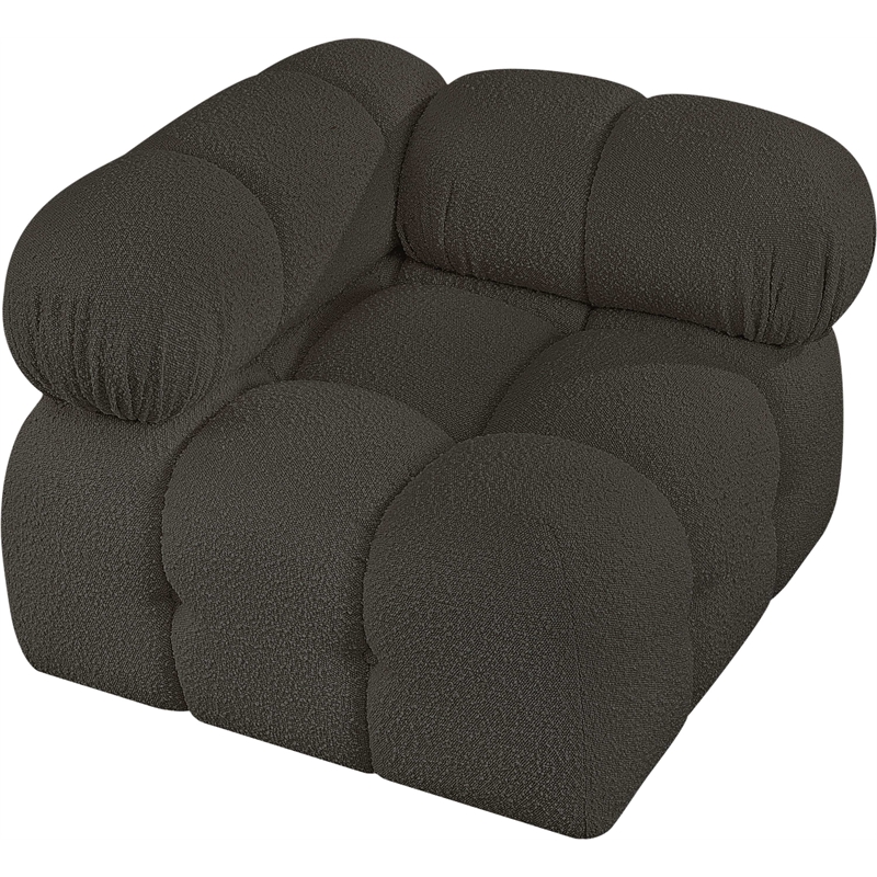 Meridian Furniture Ames Brown Boucle Fabric Corner