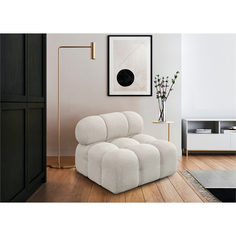 Meridian Furniture Ames Cream Boucle Fabric Armless
