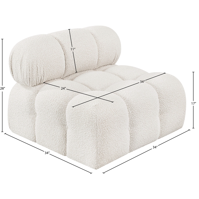 Meridian Furniture Ames Cream Boucle Fabric Armless