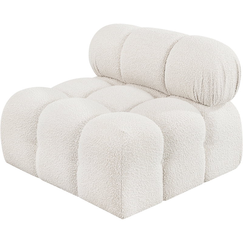 Meridian Furniture Ames Cream Boucle Fabric Armless