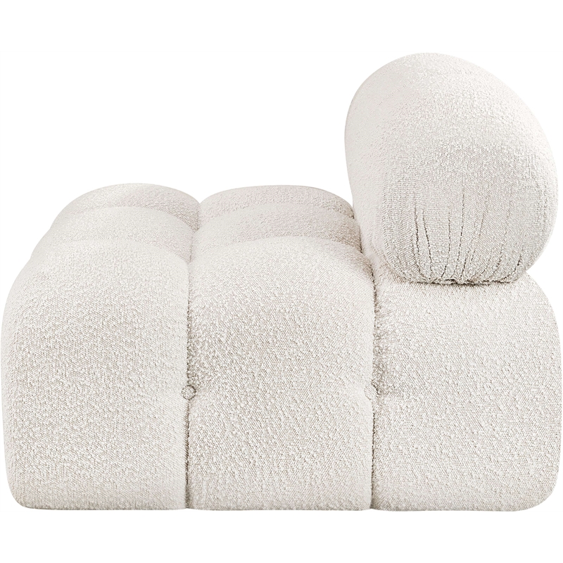 Meridian Furniture Ames Cream Boucle Fabric Armless