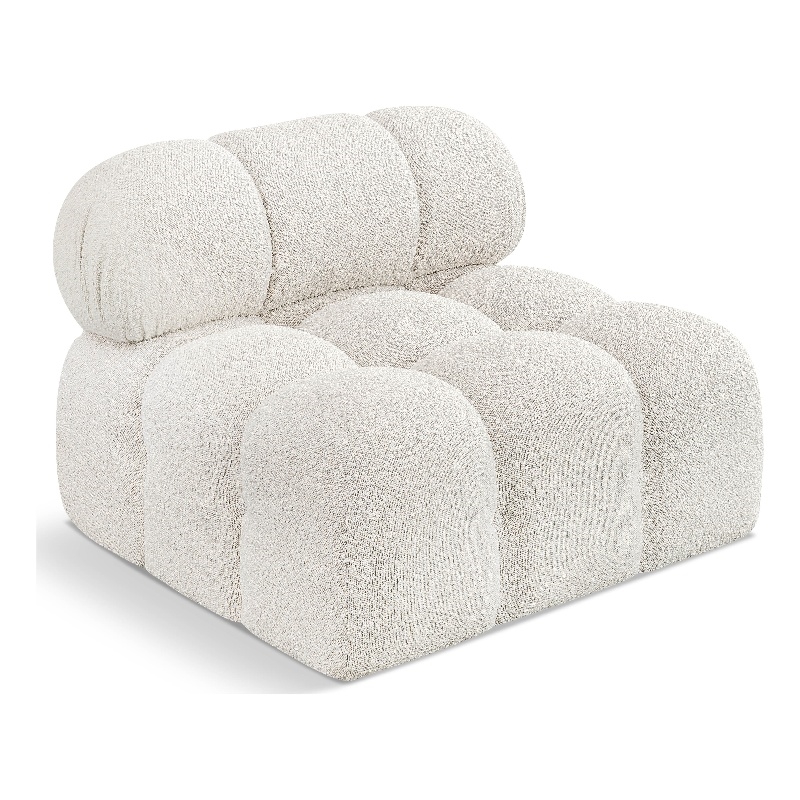 Meridian Furniture Ames Cream Boucle Fabric Armless