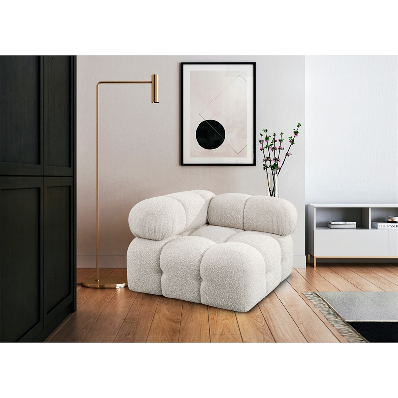 Meridian Furniture Ames Cream Boucle Fabric Corner
