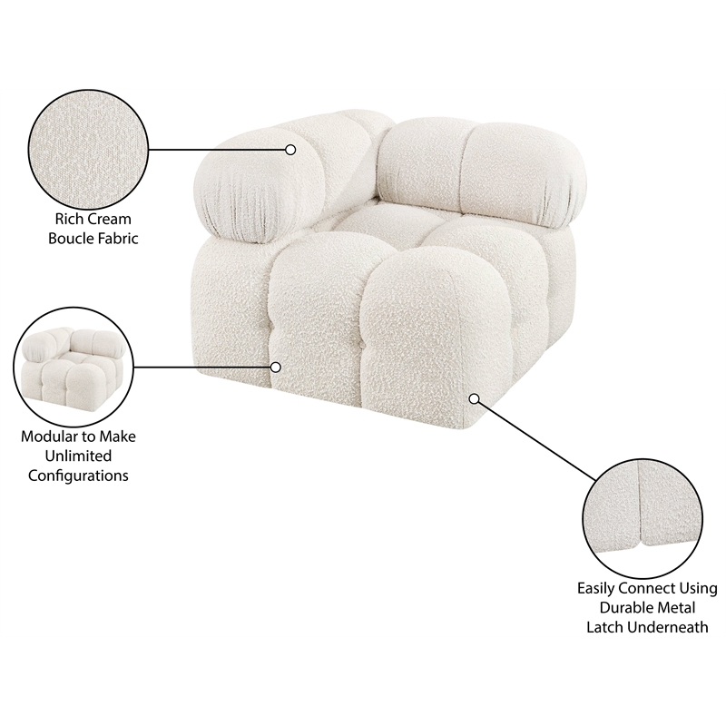 Meridian Furniture Ames Cream Boucle Fabric Corner