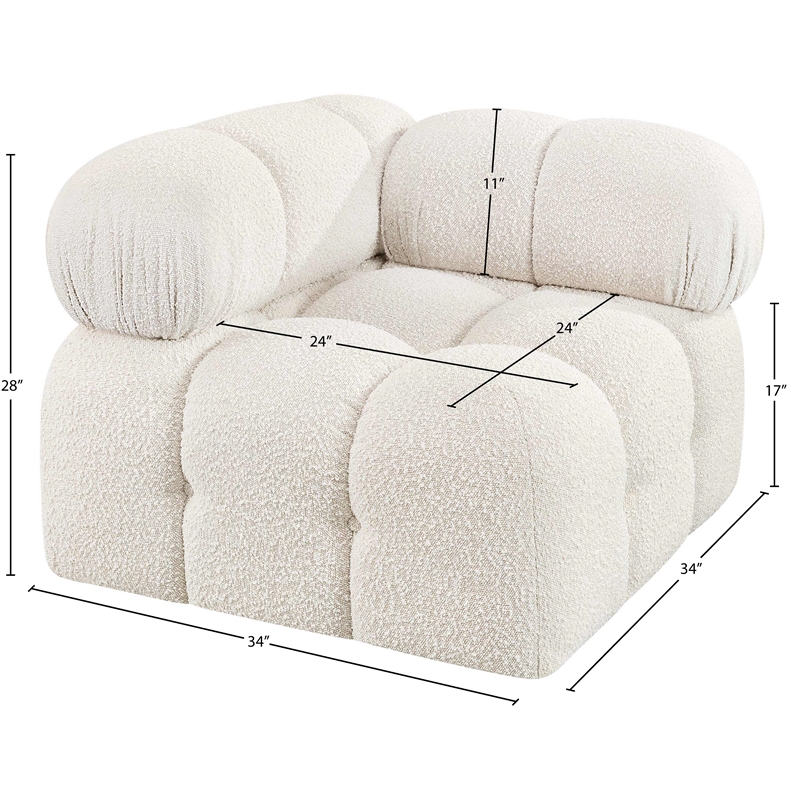 Meridian Furniture Ames Cream Boucle Fabric Corner