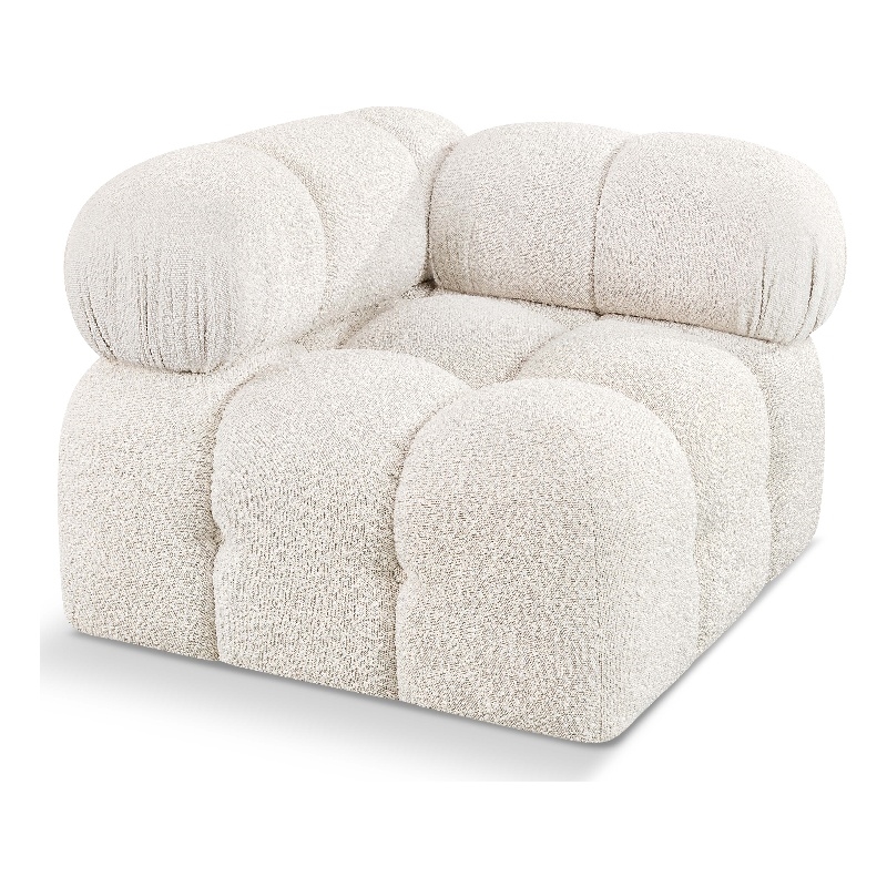 Meridian Furniture Ames Cream Boucle Fabric Corner
