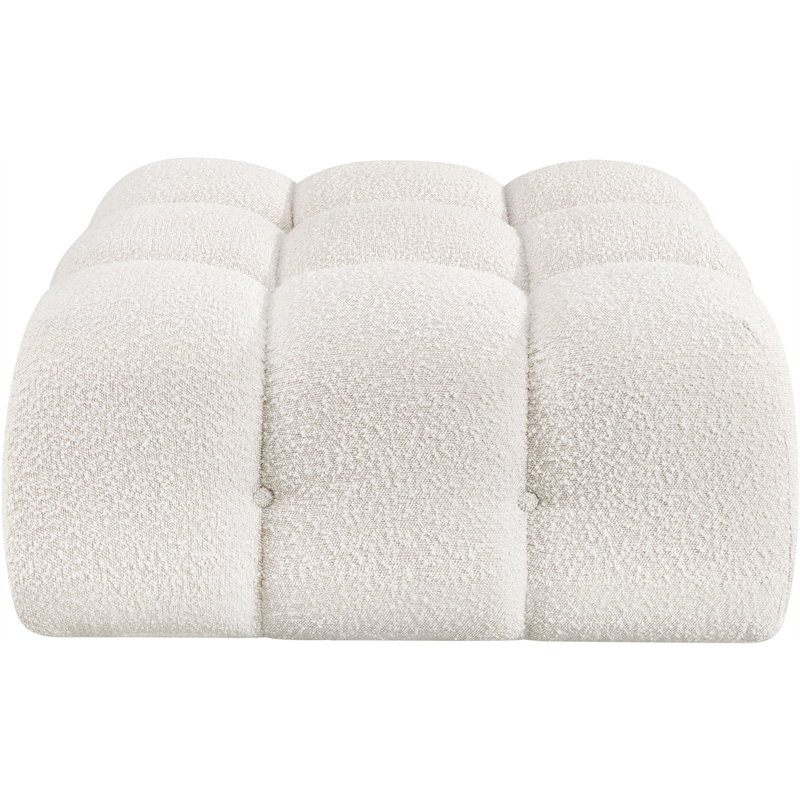 Meridian Furniture Ames Cream Boucle Fabric Ottoman
