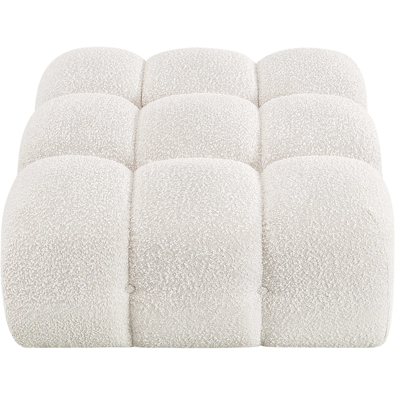 Meridian Furniture Ames Cream Boucle Fabric Ottoman