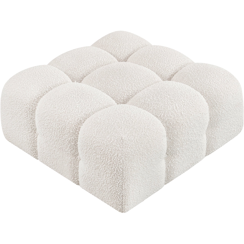 Meridian Furniture Ames Cream Boucle Fabric Ottoman