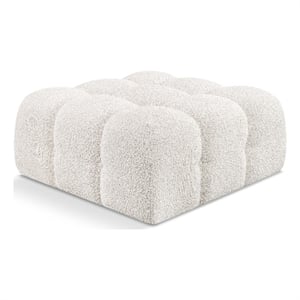 Meridian Furniture Ames Cream Boucle Fabric Ottoman