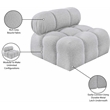 Meridian Furniture Ames Grey Boucle Fabric Armless