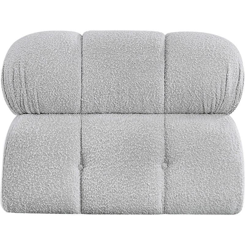 Meridian Furniture Ames Grey Boucle Fabric Armless