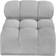 Meridian Furniture Ames Grey Boucle Fabric Armless