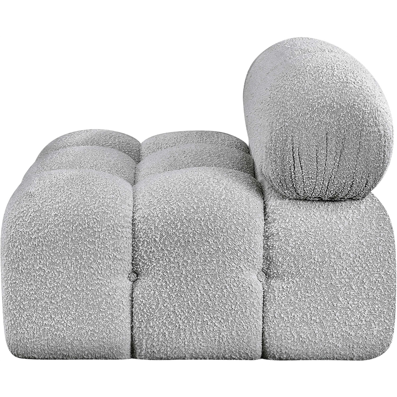 Meridian Furniture Ames Grey Boucle Fabric Armless