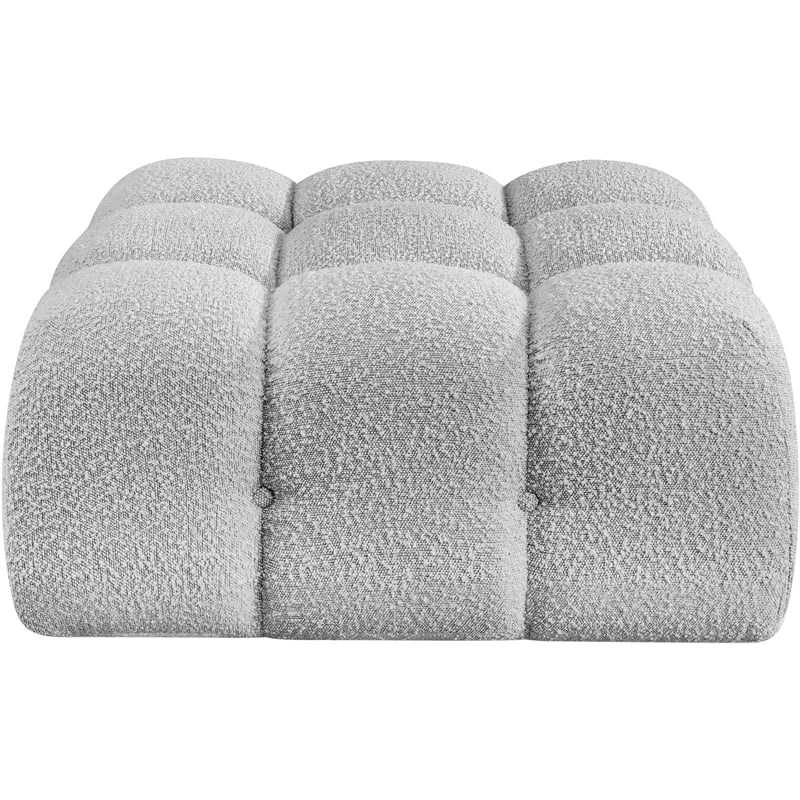 Meridian Furniture Ames Grey Boucle Fabric Ottoman