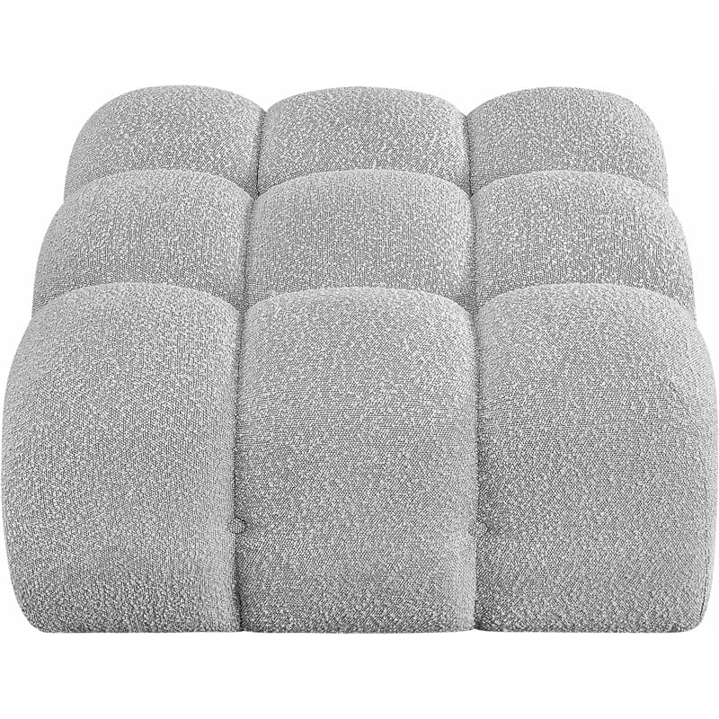 Meridian Furniture Ames Grey Boucle Fabric Ottoman