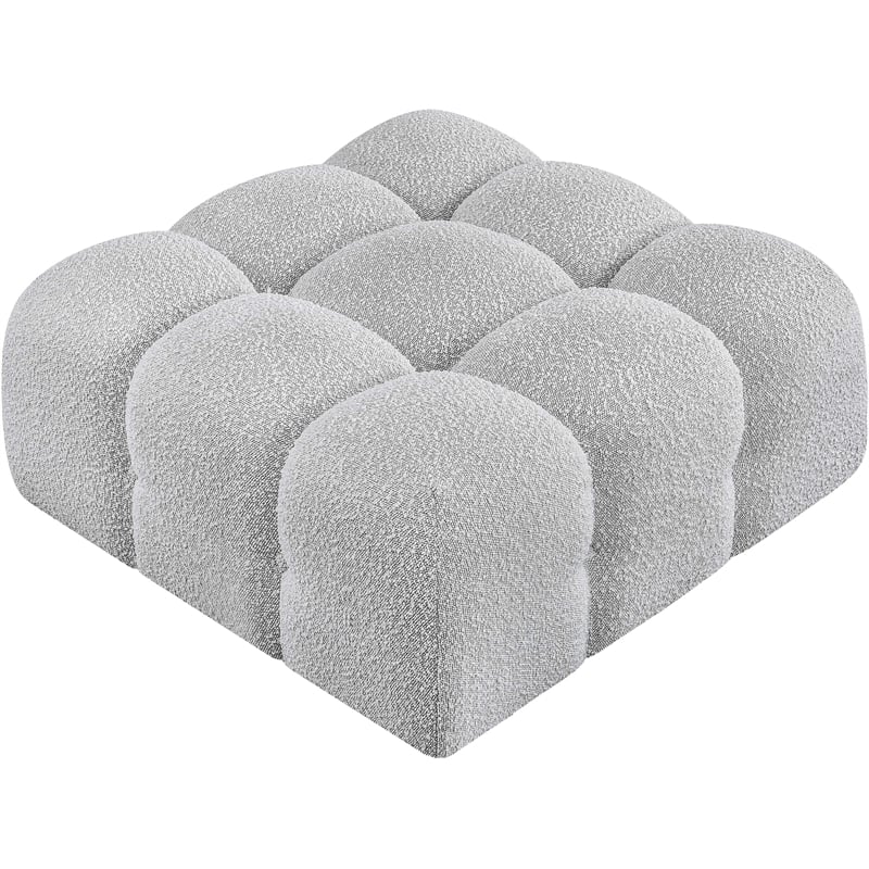Meridian Furniture Ames Grey Boucle Fabric Ottoman