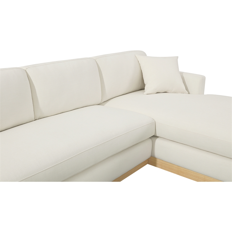 Meridian Furniture Johanna Cream Linen Textured Fabric 3pc. Sectional