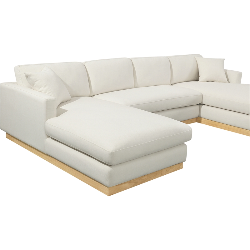 Meridian Furniture Johanna Cream Linen Textured Fabric 3pc. Sectional