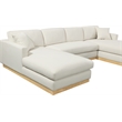 Meridian Furniture Johanna Cream Linen Textured Fabric 3pc. Sectional