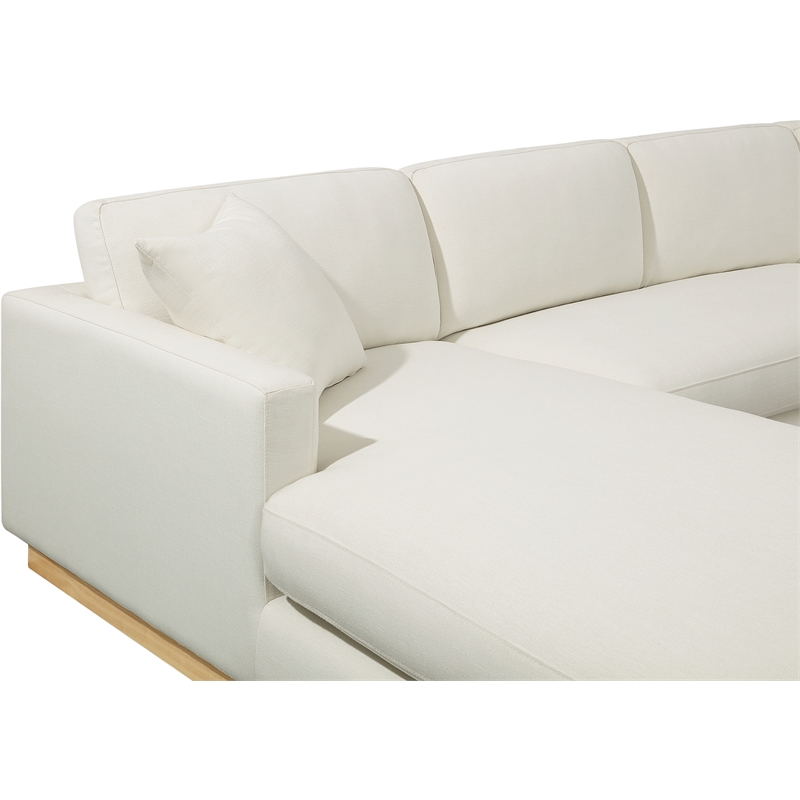 Meridian Furniture Johanna Cream Linen Textured Fabric 3pc. Sectional