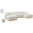 Meridian Furniture Johanna Cream Linen Textured Fabric 3pc. Sectional