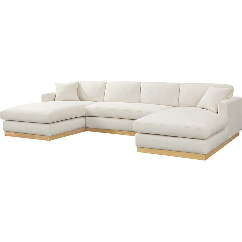 Meridian Furniture Johanna Cream Linen Textured Fabric 3pc. Sectional