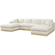 Meridian Furniture Johanna Cream Linen Textured Fabric 3pc. Sectional
