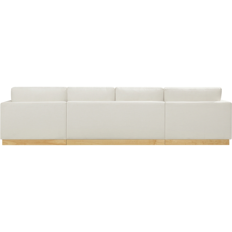 Meridian Furniture Johanna Cream Linen Textured Fabric 3pc. Sectional