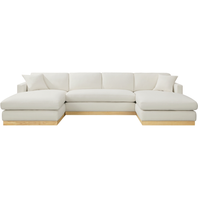 Meridian Furniture Johanna Cream Linen Textured Fabric 3pc. Sectional