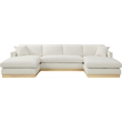 Meridian Furniture Johanna Cream Linen Textured Fabric 3pc. Sectional