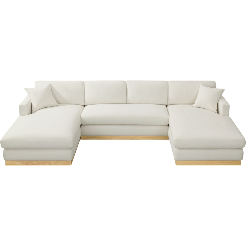 Meridian Furniture Johanna Cream Linen Textured Fabric 3pc. Sectional
