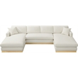 Meridian Furniture Johanna Cream Linen Textured Fabric 3pc. Sectional